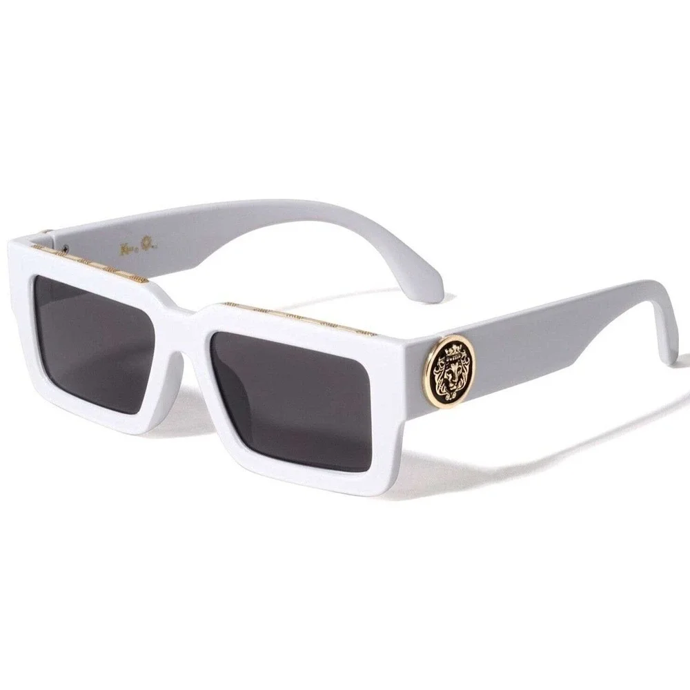 Hip Hop Sunglasses White Thick Frame Square Black Lens Party Beach Street Lentes